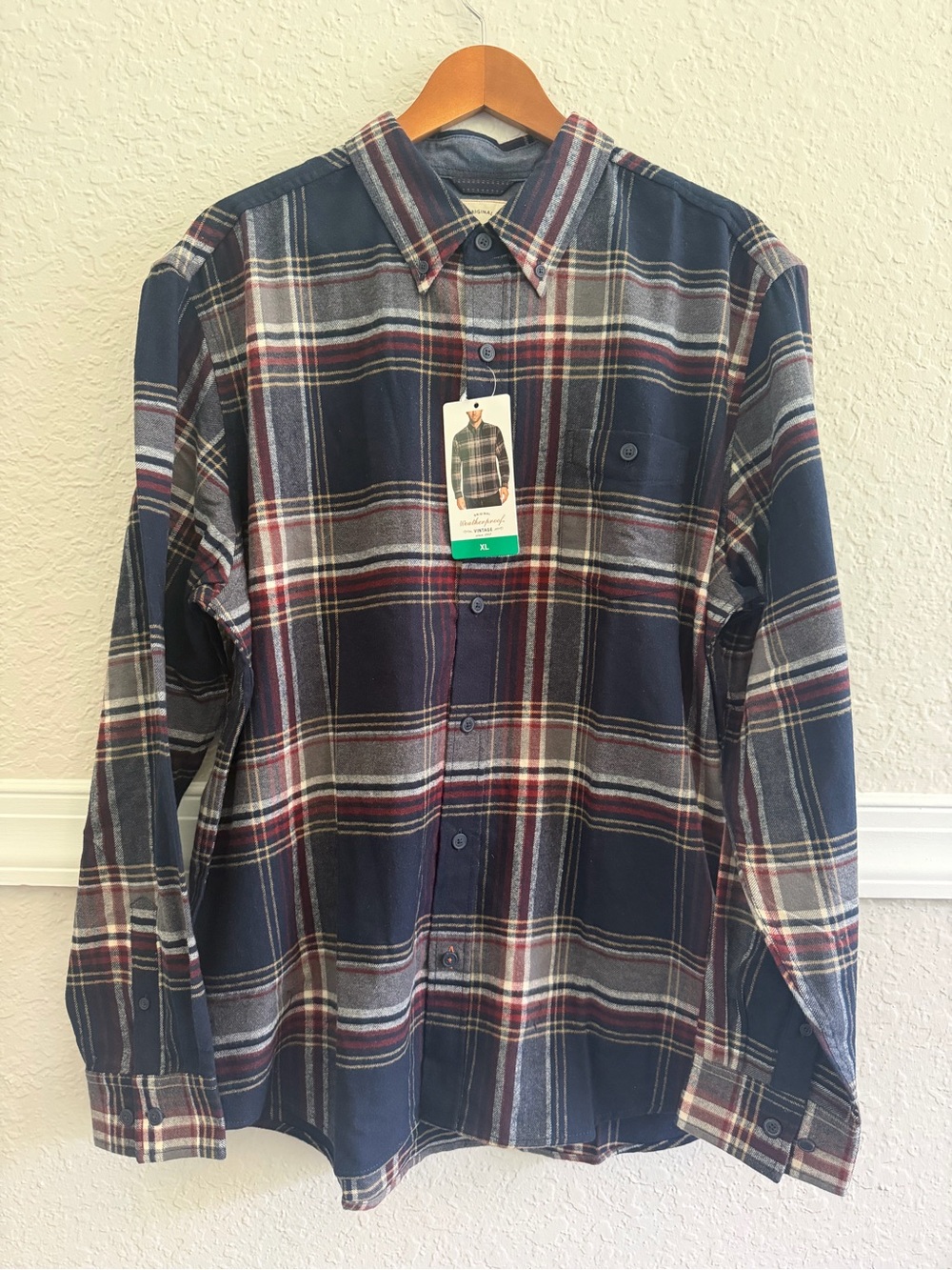Men’s Weatherproof Vintage Plaid Flannel Shirt XL NWT